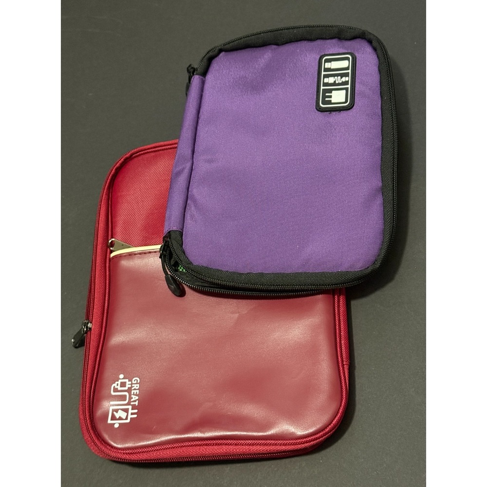 Lot of 2 Tech‎ Pouch Electronics Ipad zipper Travel holder Bag Accessories